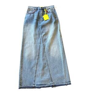 NWT CIRCUS NY SAM EDELMAN Denim Maxi Skirt Size 25 Festival Glam Modern Indie